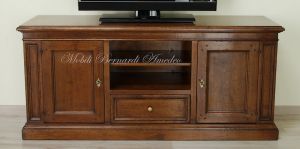 Mobile per Tv in noce massello stile classico da 145 cm con ante e cassetto